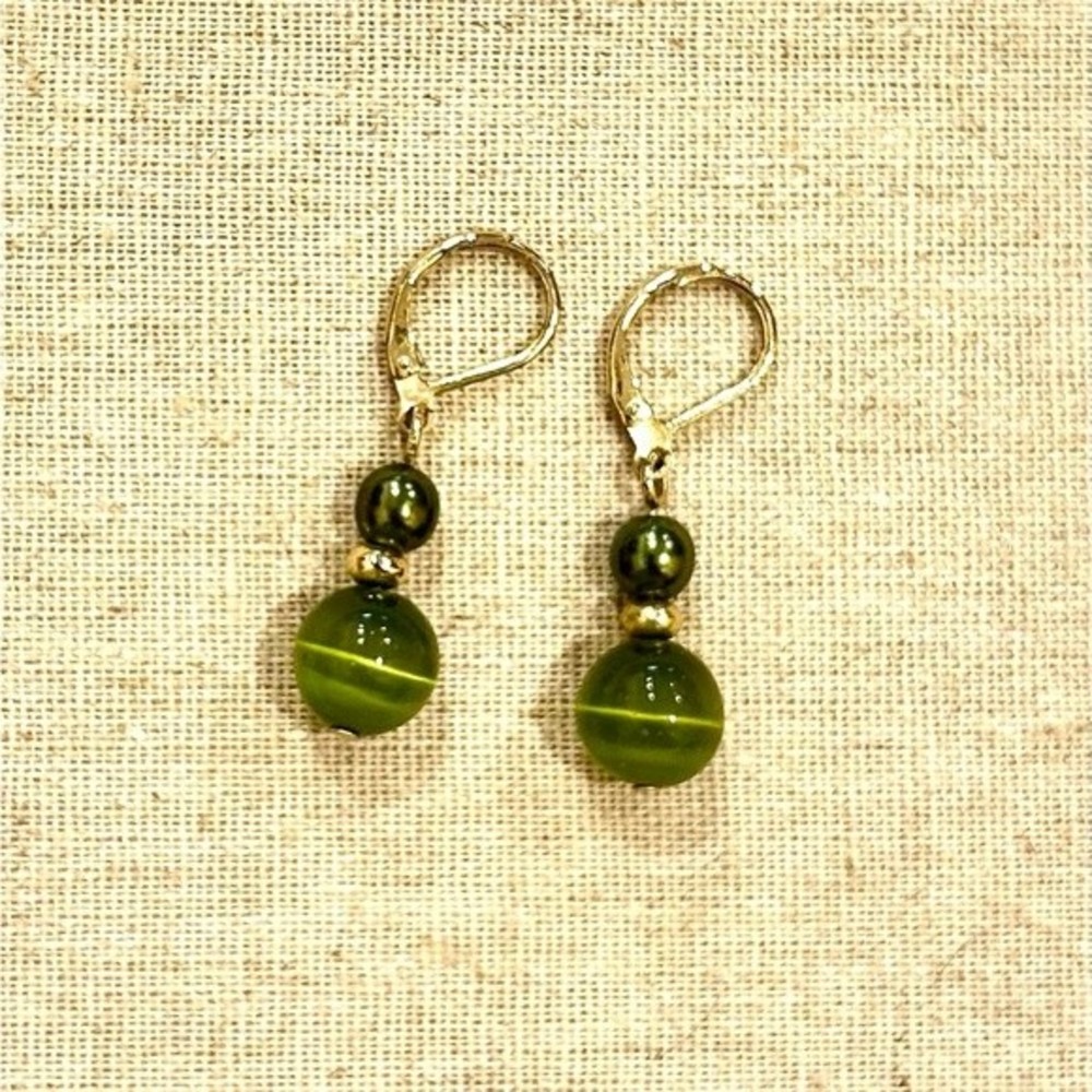 Green drop earrings